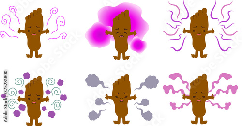 Anthropomorphic illustration of Really stinky black soles set