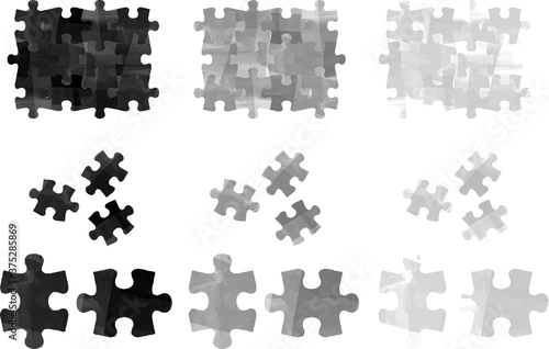 Monochrome Watercolor Puzzle set