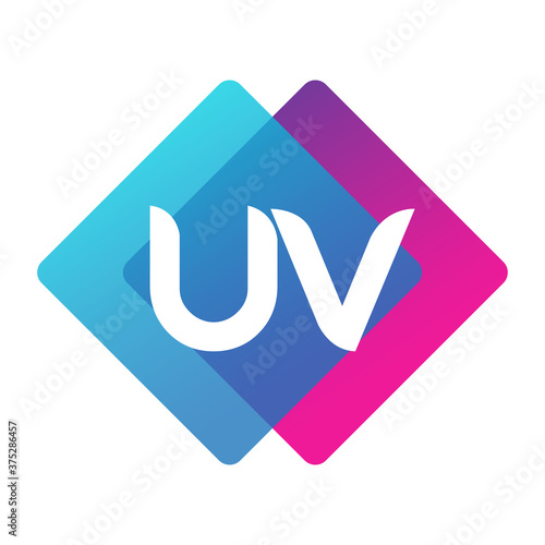 Letter UV logo with colorful geometric shape, letter combination logo design for creative industry, web, business and company.