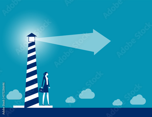 The business woman live around the lighthouse