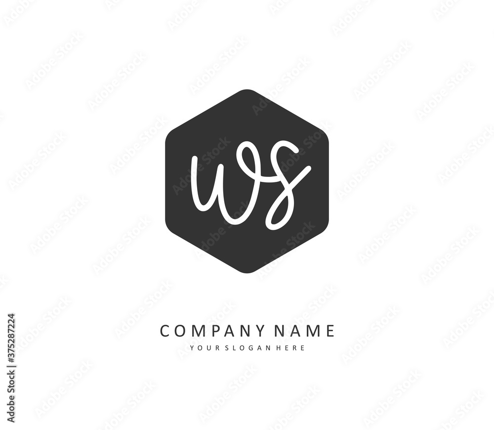 W S WS Initial letter handwriting and signature logo. A concept handwriting initial logo with template element.