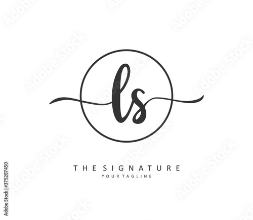 L S LS Initial letter handwriting and signature logo. A concept handwriting initial logo with template element.