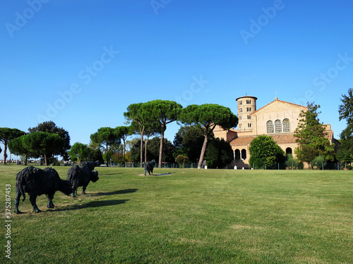 Exterior of the Basilica of Sant'Apollinare in Classe, a listed UNESCO World Heritage Site in Ravenna, ITALY photo