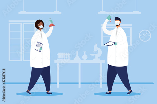 vaccine research with interracial couple doctors characters