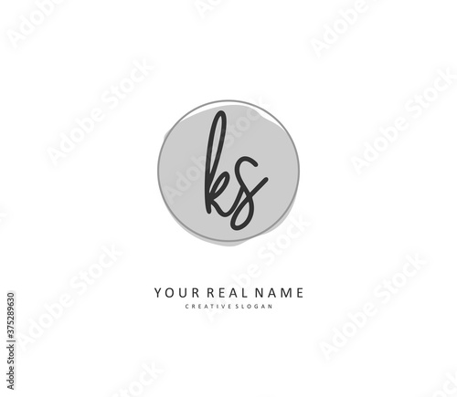 K S KS Initial letter handwriting and signature logo. A concept handwriting initial logo with template element.