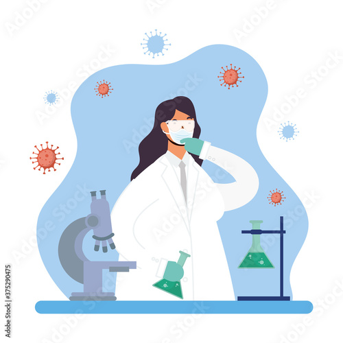 vaccine research with female doctor character