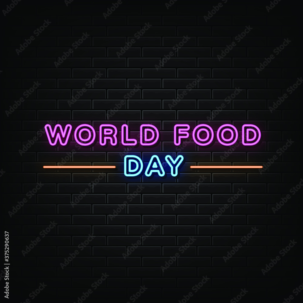 Obraz premium World food day neon sign