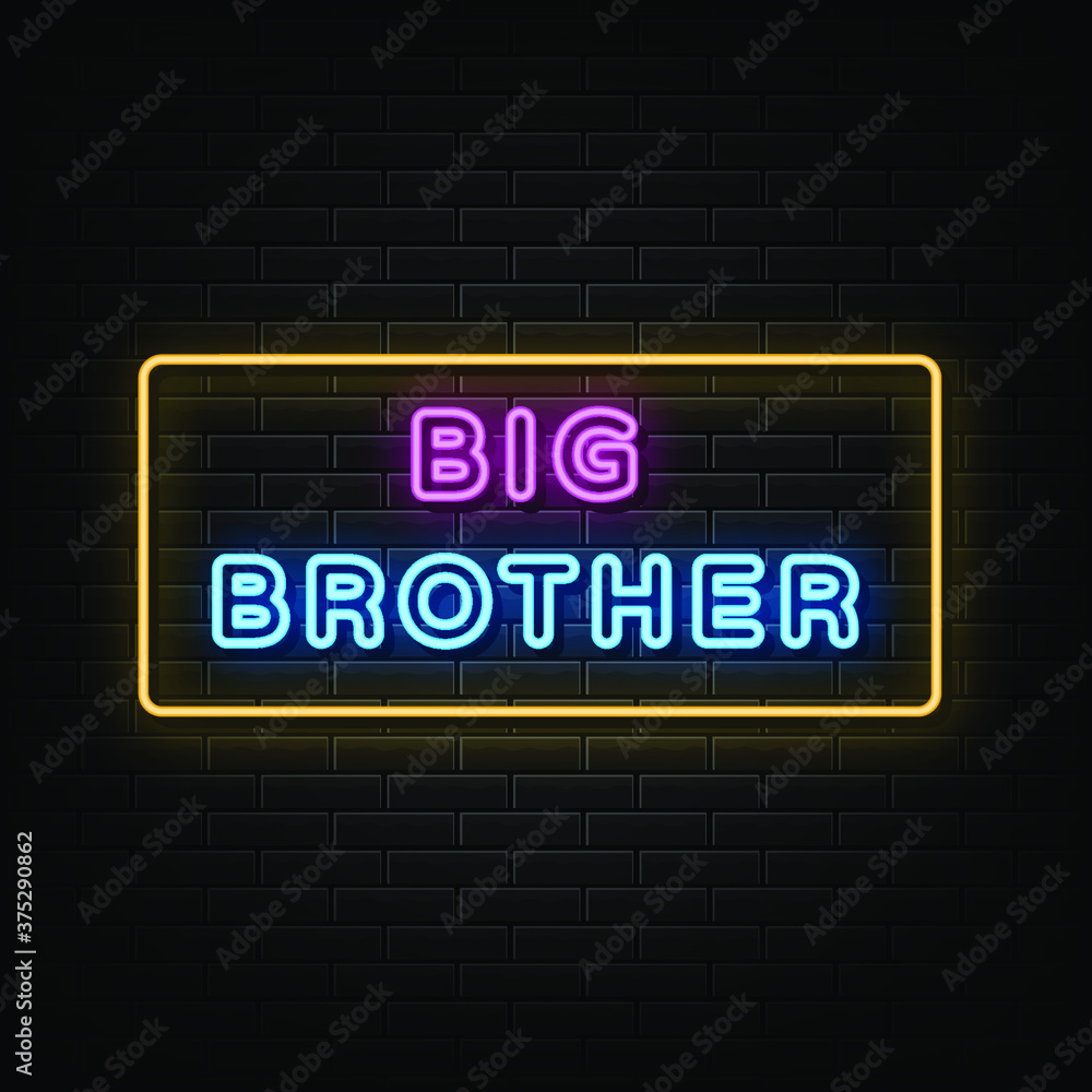 Big Brother neon textn neon sign template