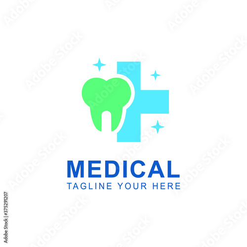 dentist logo design concept. tooth logo icon. hospital logo. vector illustration.