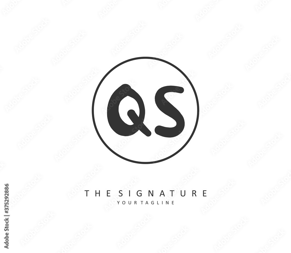 Q S QS Initial letter handwriting and signature logo. A concept handwriting initial logo with template element. Q S QS Initial letter handwriting and signature logo. A concept handwriting initial logo with template element.