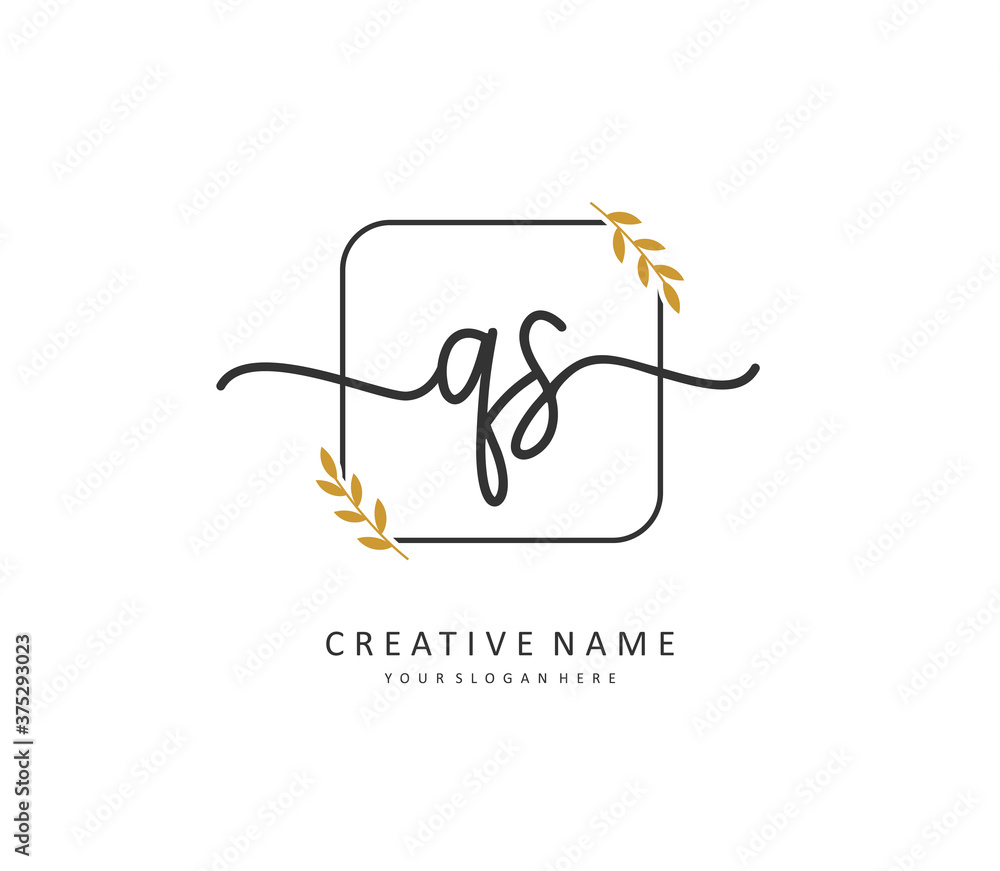 Q S QS Initial letter handwriting and signature logo. A concept handwriting initial logo with template element. Q S QS Initial letter handwriting and signature logo. A concept handwriting initial logo with template element.