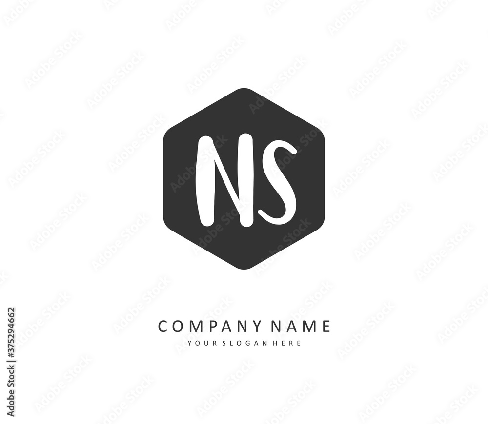 N S NS Initial letter handwriting and signature logo. A concept handwriting initial logo with template element.