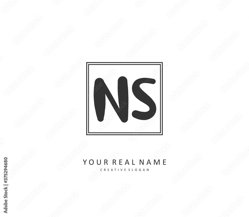 Fototapeta premium N S NS Initial letter handwriting and signature logo. A concept handwriting initial logo with template element.