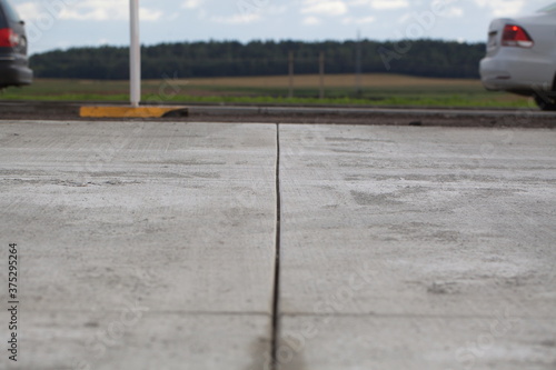 expansion joint construction of a cement road. washed concrete technology