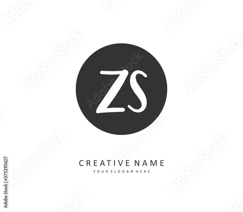 Z S ZS Initial letter handwriting and signature logo. A concept handwriting initial logo with template element.