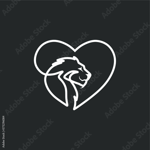 illustration vector graphic of love lion logo