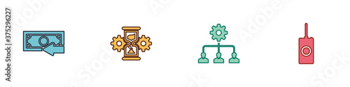 Set Cash back, Hourglass and gear, Lead management and Remote control icon. Vector.