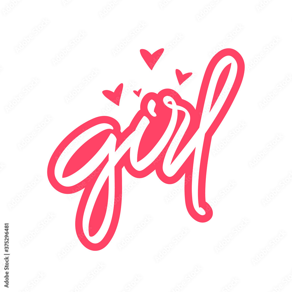 Vector handwriting words girl. Handdrawn ink brush lettering design for holiday greeting card and invitation of baby shower. Modern calligraphy. Vector handwriting words girl. Handdrawn ink brush lettering design for holiday greeting card and invitation of baby shower. Modern calligraphy.
