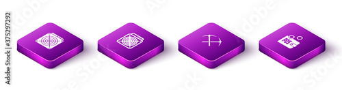 Set Isometric ASIC Miner, , Crossed pickaxe and Proof of stake icon. Vector.