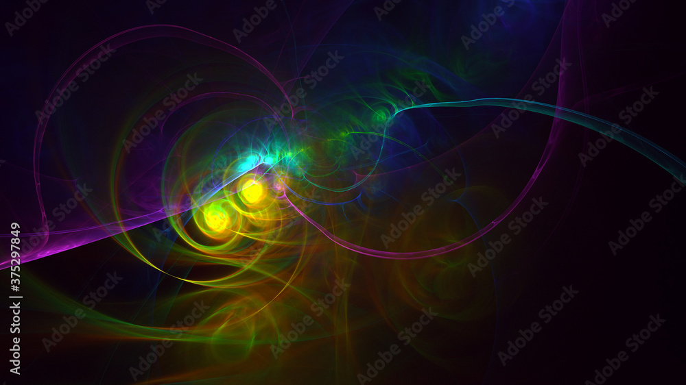 3D rendering abstract multicolor fractal light background