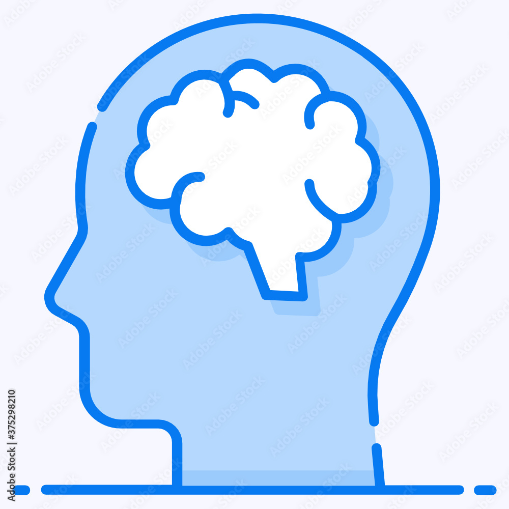 
Brain icon vector design, human head in editable design 

