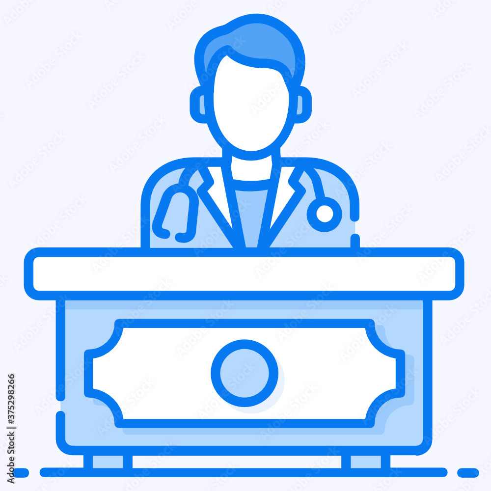 Doctor desk icon, vector of medical help rack concept
Doctor desk icon, vector of medical help rack concept