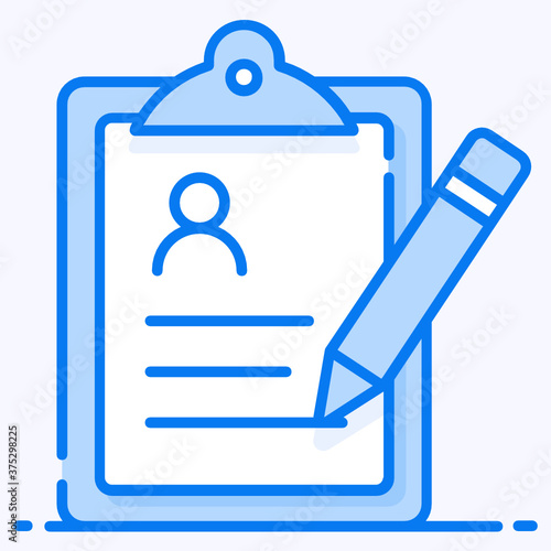 
Pencil with paper, case history icon in editable style 
