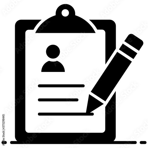 
Pencil with paper, case history icon in editable style 
