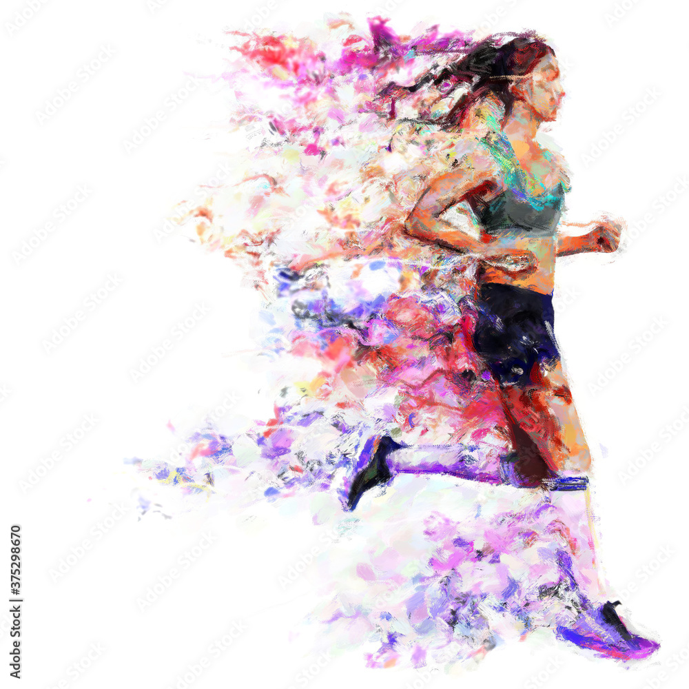 Obraz premium Young woman running