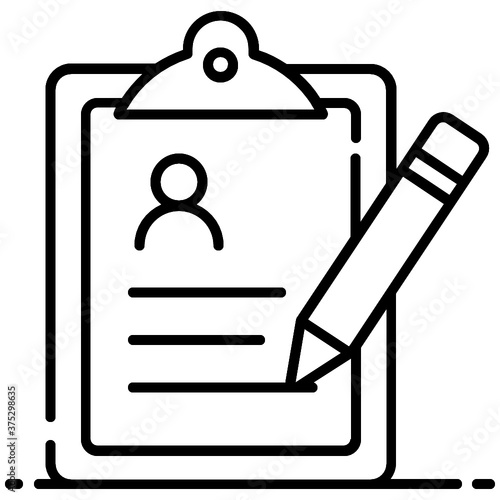 
Pencil with paper, case history icon in editable style 
