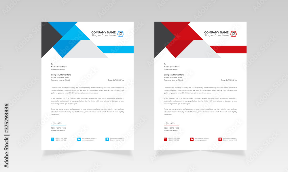 Modern company business letterhead design template
