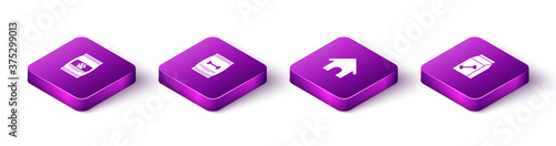 Set Isometric Bag of food for pet, , Dog house and icon. Vector.