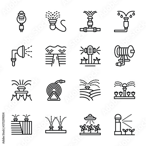 Automatic Lawn Watering Icons 