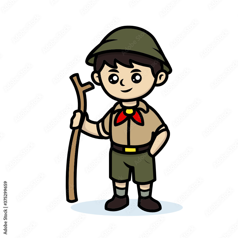 Cute boy scout kids mascot logo design illustration Cute boy scout kids mascot logo design illustration