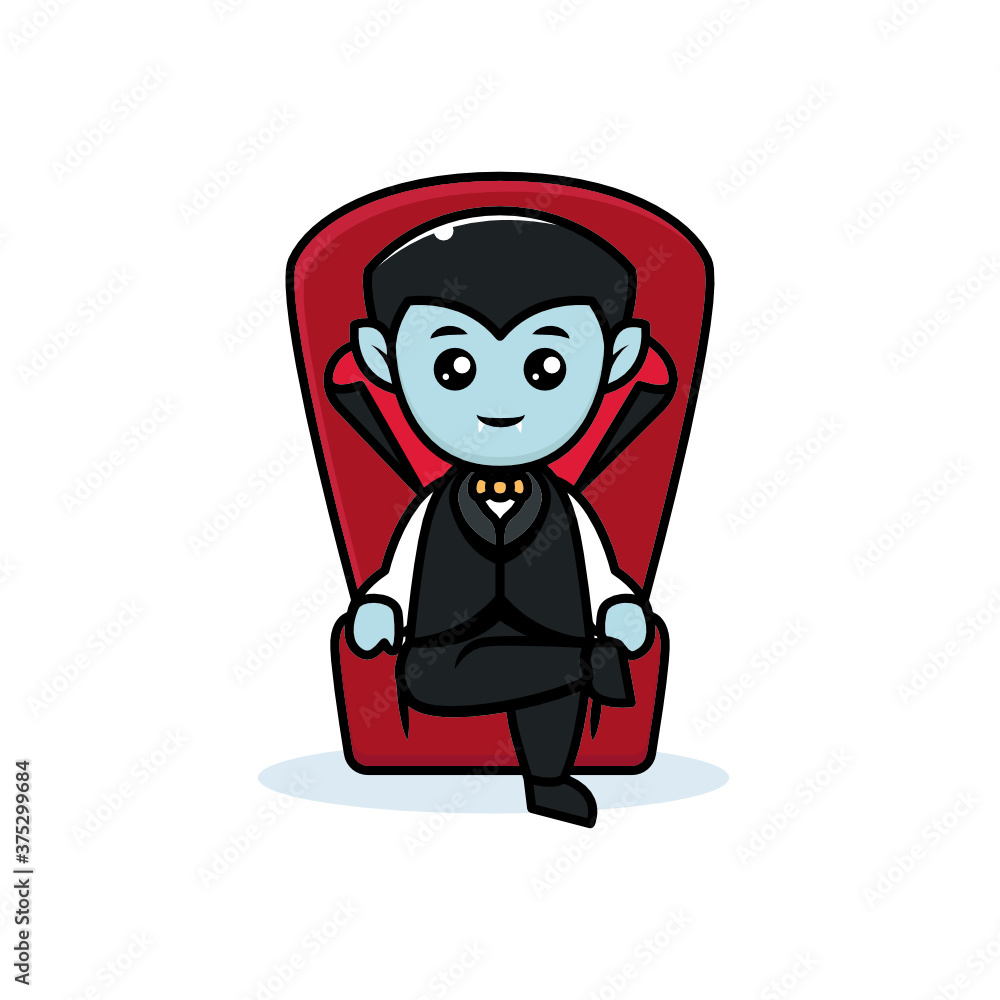 Cute Dracula kids Halloween costume mascot logo design illustration Cute Dracula kids Halloween costume mascot logo design illustration