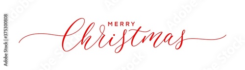 Merry Christmas text. Hand lettering typography design. Xmas calligraphic inscription. Christmas hand drawn lettering.