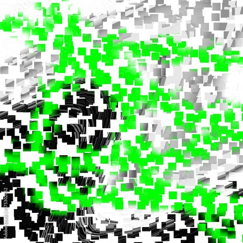 Green phosphorescent white abstract mosaic of squares