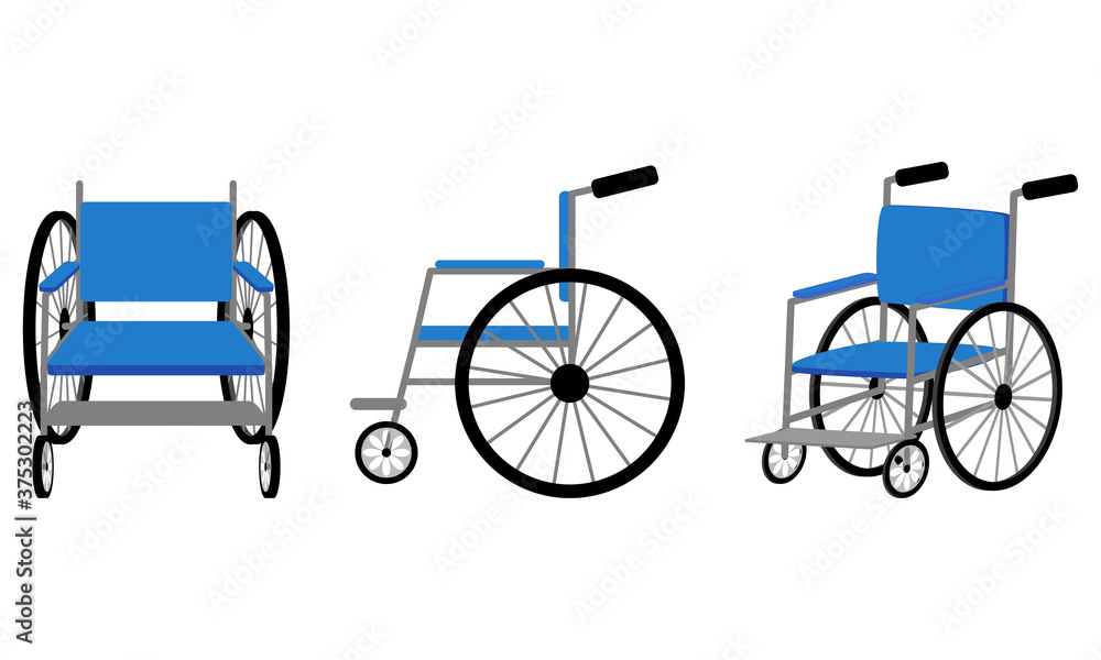 車椅子のイラスト 正面 横 斜め Wheelchair Illustration Front Side Diagonal Stock Vektorgrafik Adobe Stock