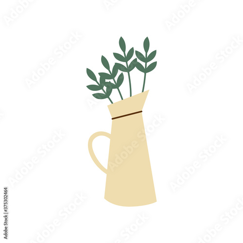 Cute houseplant growing inside watering pot - potted house plant