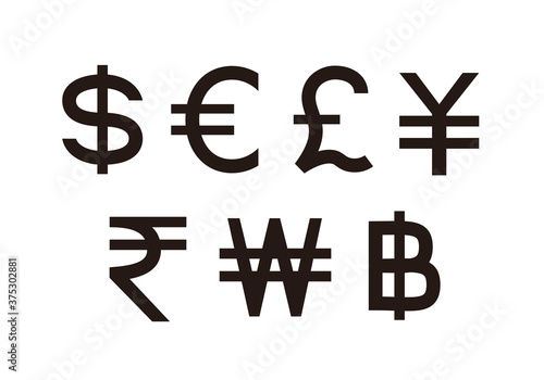 通貨 貨幣 お金 記号 アイコン マーク セット　ベクター イラスト