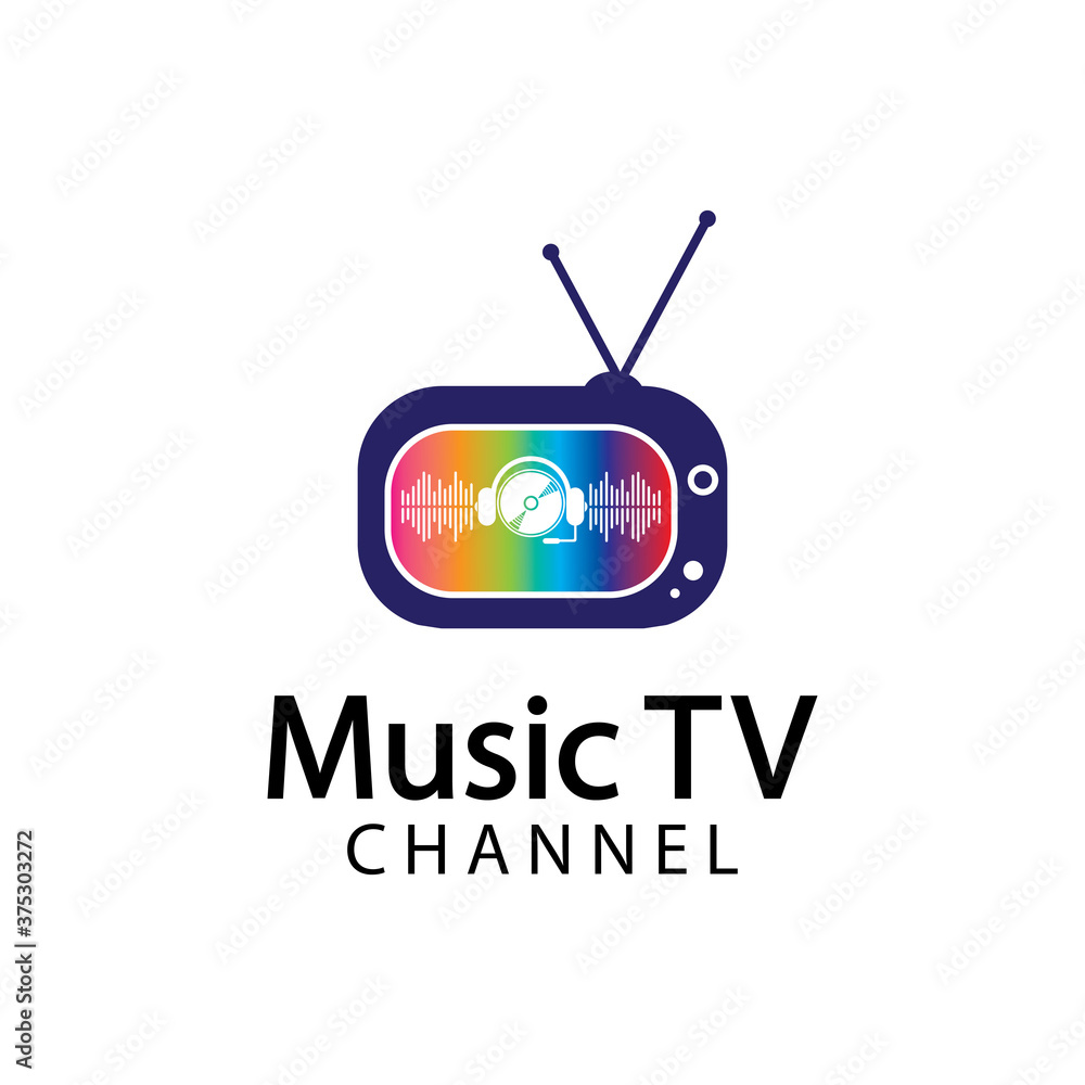 Music TV Logo Design Template.Music Channel Logo Template Design Vector, Emblem, Design Concept, Creative Symbol, Icon Music TV Logo Design Template.Music Channel Logo Template Design Vector, Emblem, Design Concept, Creative Symbol, Icon