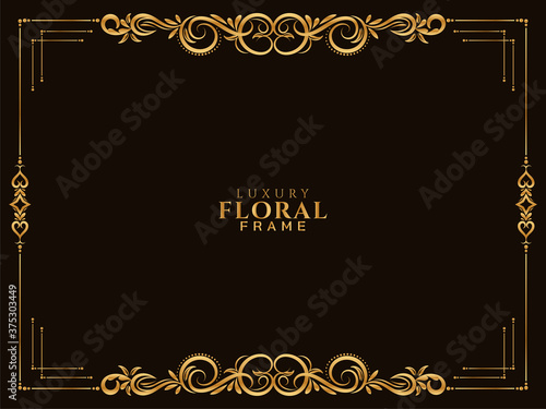 Elegant golden floral frame ethinic design background photo