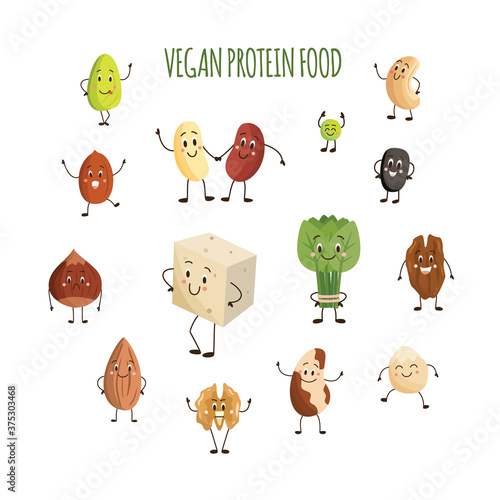 Vegan protein food characters.