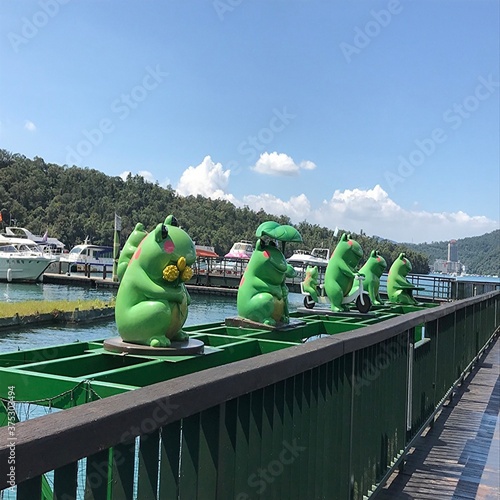 台湾の台中にある観光地、日月潭にいるカエルと自然の風景 photo