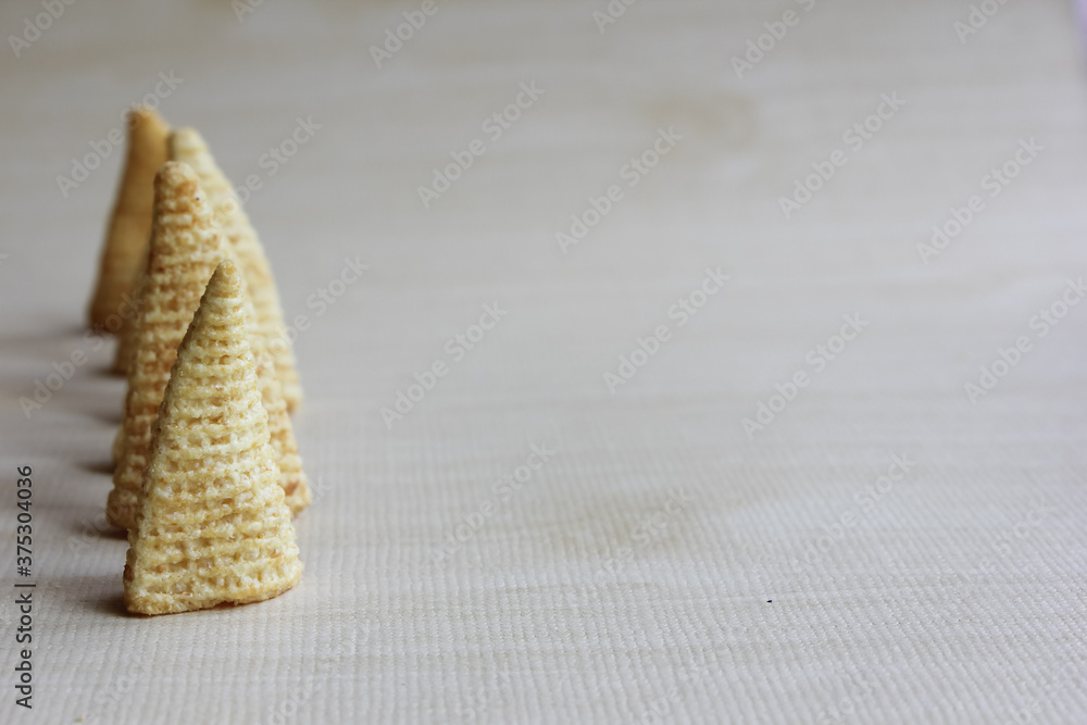 Cone of Corns Snack. Yellow, puffed. Cone of Corns Snack. Yellow, puffed.
