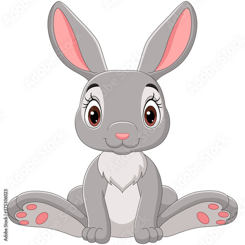 Cute baby rabbit cartoon sitting