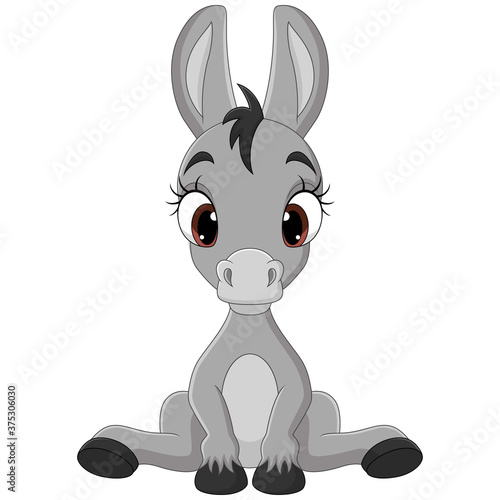 Cute baby donkey cartoon sitting