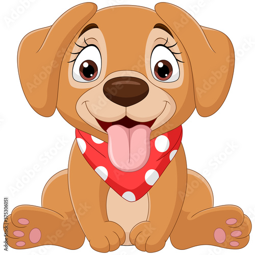 Cute baby dog cartoon sitting
