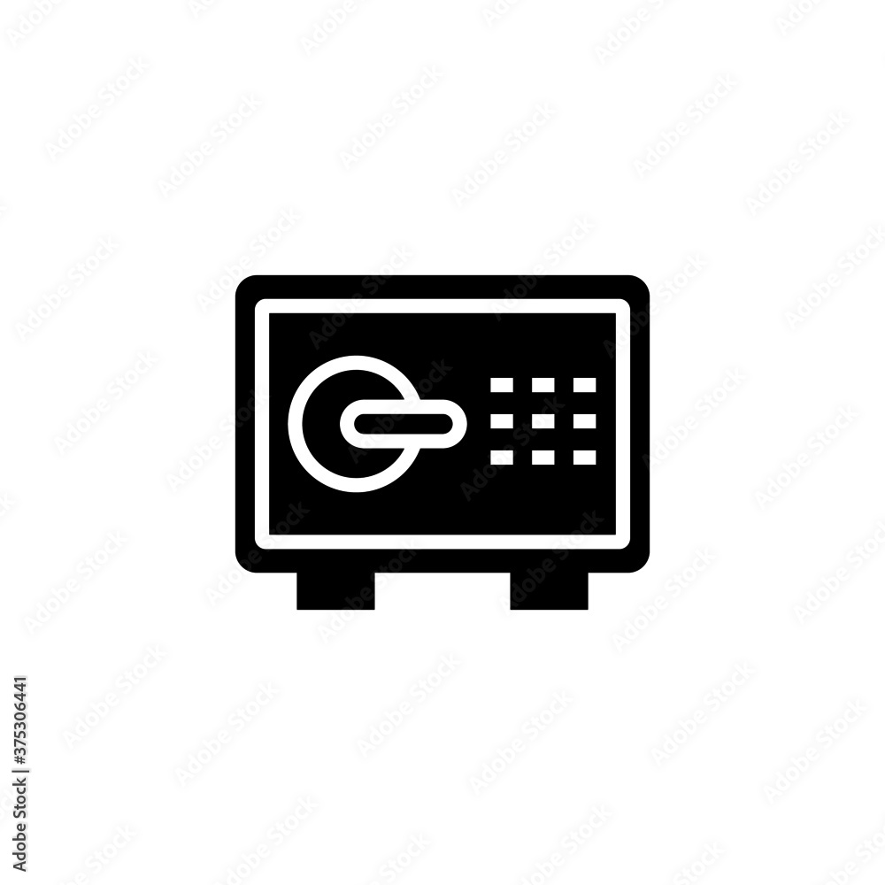 Safe deposit box Icon in black flat glyph, filled style isolated on white background Safe deposit box Icon in black flat glyph, filled style isolated on white background