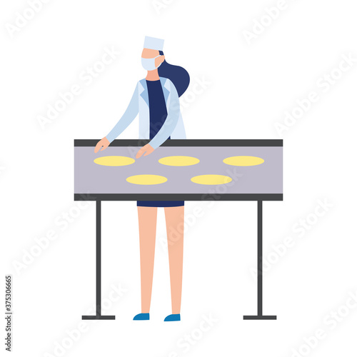 Production of bakery products - flat cartoon vector isolated illustration.